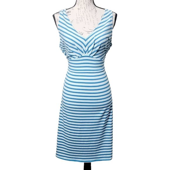 Ann Taylor Dresses & Skirts - Ann Taylor Large Blue Striped Long Sleeveless Dress Womens